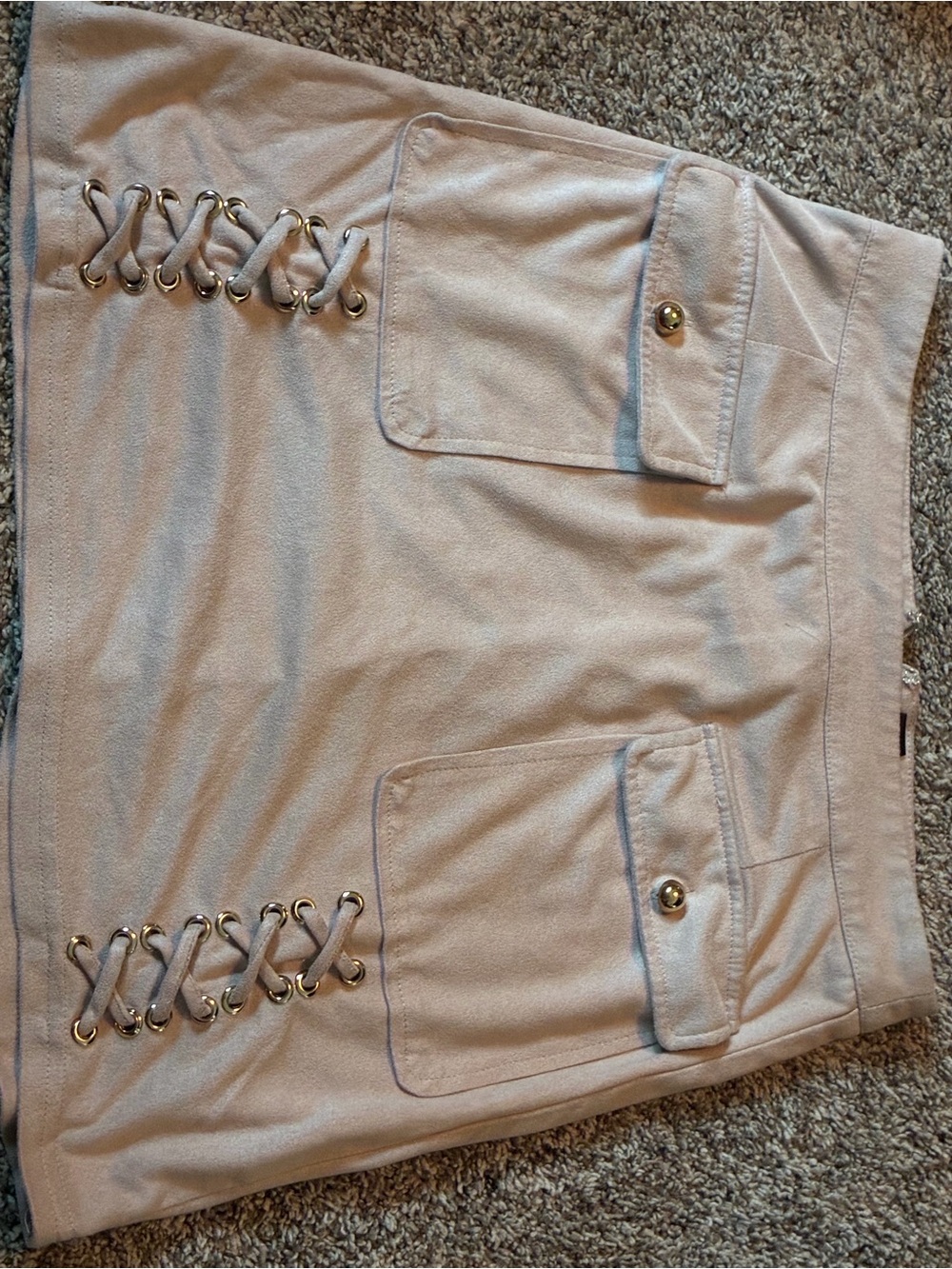 SHEIN Blush Lace-Up Pocket Mini Skirt